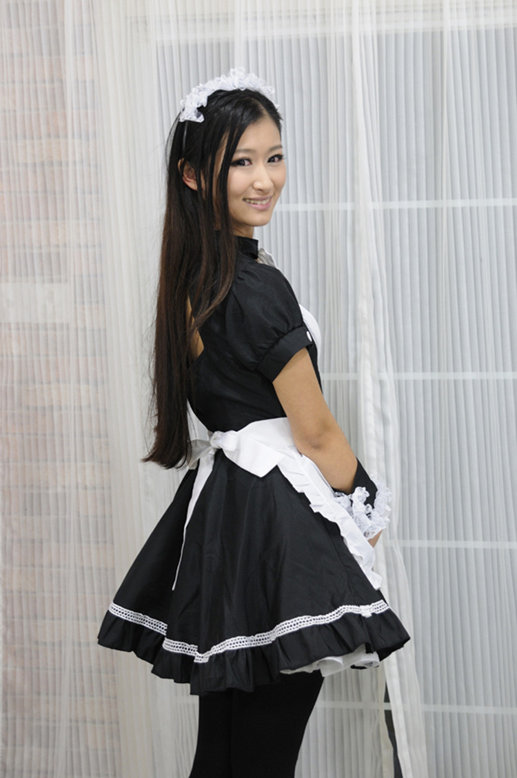 Black Sexy Japanese Halloween Costumes Lolita Maid Princess Dress Anime