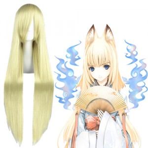 100cm Long Straight APH White Emigre Wig Synthetic Beige Anime Cosplay Wigs CS-035F