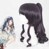 55cm Long Curly Dark Purple Hair Card Captor Sakura Tomoyo Wig Synthetic Anime Cosplay Wigs+1Ponytail CS-361B