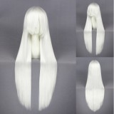 100cm Long Straight Touhou Project Fujiwara no Mokou Wig Synthetic Hair White Anime Cosplay Wigs CS-035U