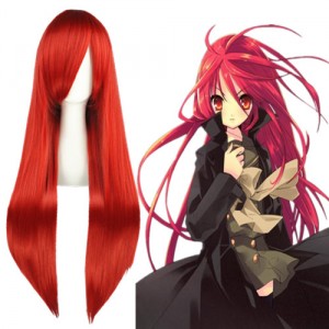 80cm Long Straight Fairy Tail Elza·Scarlet Wig Synthetic Red Anime Cosplay Wig CS-033I