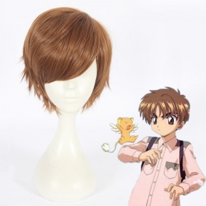 30cm Short Light Brown Card Captor Sakura Cosplay Li Syaoran Wig Synthetic Anime Cosplay Wig CS-360D