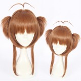 40cm Medium Long Card Captor Sakura Kinomoto Sakura Wig Synthetic Anime Cosplay Wig Two Ponytails Wig CS-362A