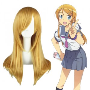 60cm Long Straight Ore no Imouto ga Konna ni Kawaii wake ga Nai Portable Kousaka Kirino Wig Golden Anime Cosplay Wig CS-044A