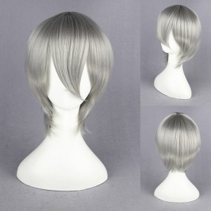 35cm Short Umineko no Nakukoroni Yoshiya Wig Silver Gray Anime Cosplay Wigs CS-067A