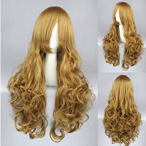 90cm Long Wave Code Geass Nazuka Kaori Wig Synthetic Flaxen Anime Cosplay Wig CS-034A