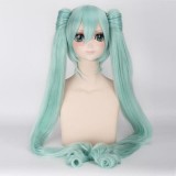 100cm Long Straight Green Vocaloid Snow Miku Wig Synthetic Anime Cosplay Wig+2Ponytails CS-075K