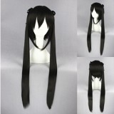 100cm Long Straight K-ON! Nakano Azusa Wig Synthetic Black Anime Cosplay Wigs CS-041A