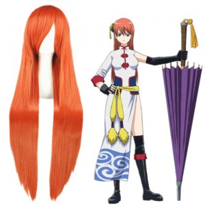 100cm Long Straight Beach Inoue Orihime Wig Stnthetic Orange Anime Cosplay Wigs CS-035I