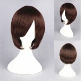 35cm Short Dark Brown Gin TamaShimura Shinpachi Wig Synthetic Anime Cosplay Wigs CS-069A