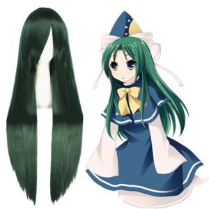 100cm Long Straight Touhou Project Mima Wig Synthetic Dark Green Anime Cosplay Wigs CS-035T