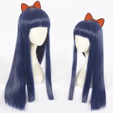 60cm Long Straight Blue POP Team Epic Pipimi Wig Synthetic Anime Cosplay Wig CS-363A