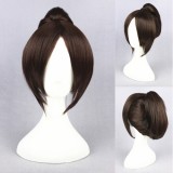 40cm Short Brown Attack on Titan Hanji Zoe Wig Synthetic Anime Cosplay Wigs+1Ponytail CS-118B