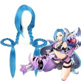 135cm Long Blue League of Legends LOL Cimdy Yuye Jinx Wig Synthetic Anime Cosplay Wig CS-119A