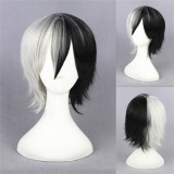 35cm Short White&Black Mixed Dangan Ronpa Monokuma Wigs Synthetoc Anime Cosplay Wig CS-117A