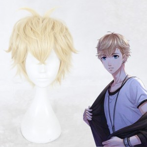 30cm Short Beige Game Love and Producer Zhou Qiluo Wig Synthetic Anime Cosplay Wig CS-357D