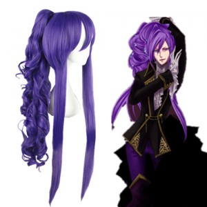 90cm Long Curly Vocaloid Gakupo Wig Synthetic Anime Cosplay Hair Wig+1Ponytail CS-172A