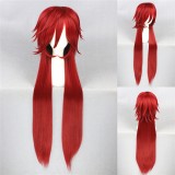 100cm Long Black Butler Grell Sutcliff Wig Synthetic Anime Hair Dark Red Cosplay Wig CS-137A