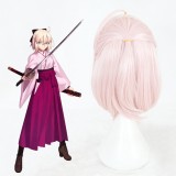 35cm Short Pink Fate/Grand Order Okita Souji Wig Synthetic Party Hair Anime Cosplay Wig CS-345C