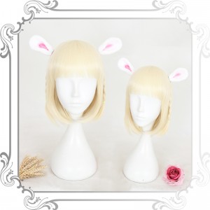 35cm Short Beige Synthetic Party Hair Wigs For Woman Anime Cosplay Lolita Wig CS-311A