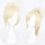 45cm Medium Long Light Gold Overwatch Mercy Wig Synthetic Party Hair Anime Cosplay Wig+1Ponytail CS-302C