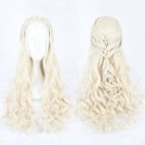 70cm Long Wave Beige Game of Thrones Daenarys Targaryen Wig Synthetic Anime Cosplay Wig CS-344B