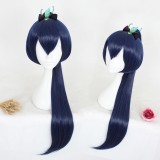 80cm Long Straight Dark Blue Game of Onmyoji Wig Synthetic Party Hair Anime Cosplay Wigs+1Ponytail CS-315A