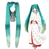 120cm Long Straight Vocaloid Miku Wig Blue Mixed Synthetic Anime Cosplay Wig+2Ponytails CS-174A