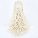 70cm Long Wave Beige Game of Thrones Daenarys Targaryen Wig Synthetic Anime Cosplay Wig CS-344B