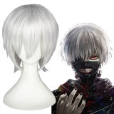 35cm Short Silver White Tokyo Ghoul Wigs Kaneki Ken Synthetic Anime Hair Cosplay Wigs CS-195A