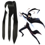 100cm Long Straight Black Legend of Sword and Fairy Wig Synthetic Anime Cosplay Wigs+1Ponytail CS-214B