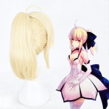 35cm Short Blond Fate Saber Wig Synthetic Party Hair Wig Anime Cosplay Wigs+1Ponytail CS-345E