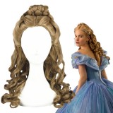 55cm Medium Long Wave Cinderella Wig Brown Party Hair Wigs Synthetic Anime Cosplay Wig CS-250A