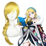 45cm Medium Long Yellow Love Live Eli Ayase Wig Synthetic Anime Cosplay Hair Wigs CS-242E