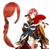 45cm Medium Long Watermelon Red Love Live Nishikino Maki Wig Synthetic Anime Cosplay Wigs CS-242C