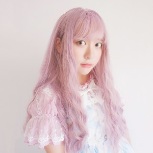 65cm Long Curly Pink&Purple Mixed Synthetic Party Wig Heat Resistant Anime Cosplay Lolita Wig CS-816A