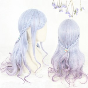 65cm Long Wave Blue&Purple Mixed Synthetic Party Hair Wigs Heat Resistant Anime Cosplay Lolita Wig CS-810A