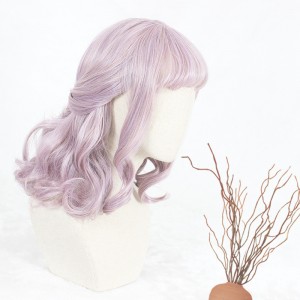 40cm Short Curly Taro Mixed Wigs Synthetic Anime Heat Resistant Hair Cosplay Lolita Party Wigs CS-808A