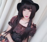 60cm Long Brown Synthetic Party Hair Wigs Heat Resistant Anime Cosplay Lolita Wig CS-805A