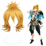 30cm Short Golden Touken Ranbu Online Urashimakotetsu Wig Synthetic Anime Cosplay Wigs+1Ponytail CS-231L