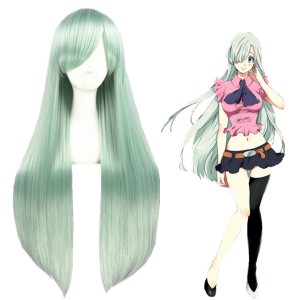 80cm Long Straight Green The Seven Deadly Sins Elisabeth Wig Synthetic Party Hair Anime Cosplay Wigs CS-244A