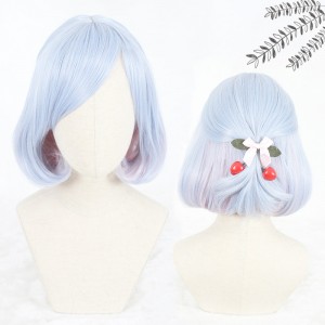35cm Short Curly Blue Mixed Synthetic Party Hair Wigs Heat Resistant Anime Cosplay Lolita Wig CS-815A