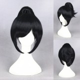 35cm Short Black&Blue Mixed Yamatonokami Yasusada Wig Synthetic Anime Cosplay Wig+1Ponytail CS-231G