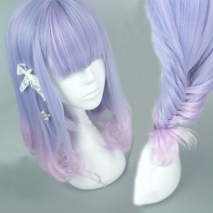 45cm Medium Long Curly Purple&Pink Mixed Party Hair Wigs For Woman Anime Cosplay Lolita Wig CS-287D