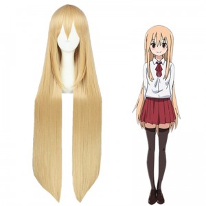 100cm Long Straight Blonde Himouto! Umaru Chan Doma Umaru Wig Synthetic Anime Cosplay Wigs CS-262A