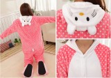 Adult Cartoon Flannel Unisex Hellokitty Animal Onesies Anime Kigurumi Costume Pajamas Sets KT003