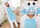 Adult Cartoon Flannel Unisex Blue Unicorn Animal Onesies Anime Kigurumi Costume Pajamas Sets KT018
