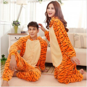 Adult Cartoon Flannel Unisex Tigger Animal Onesies Anime Kigurumi Costume Pajamas Sets KT013