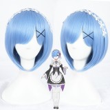 35cm Short Blue Life in a Different World From Zero Rem Wig Synthetic Anime Cosplay Costume Wig CS-288D