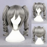 40cm Medium Long Curly Gray The Idol Master Cinderella Wig Synthetic Anime Cosplay Hair Wigs+2Ponytails CS-251A